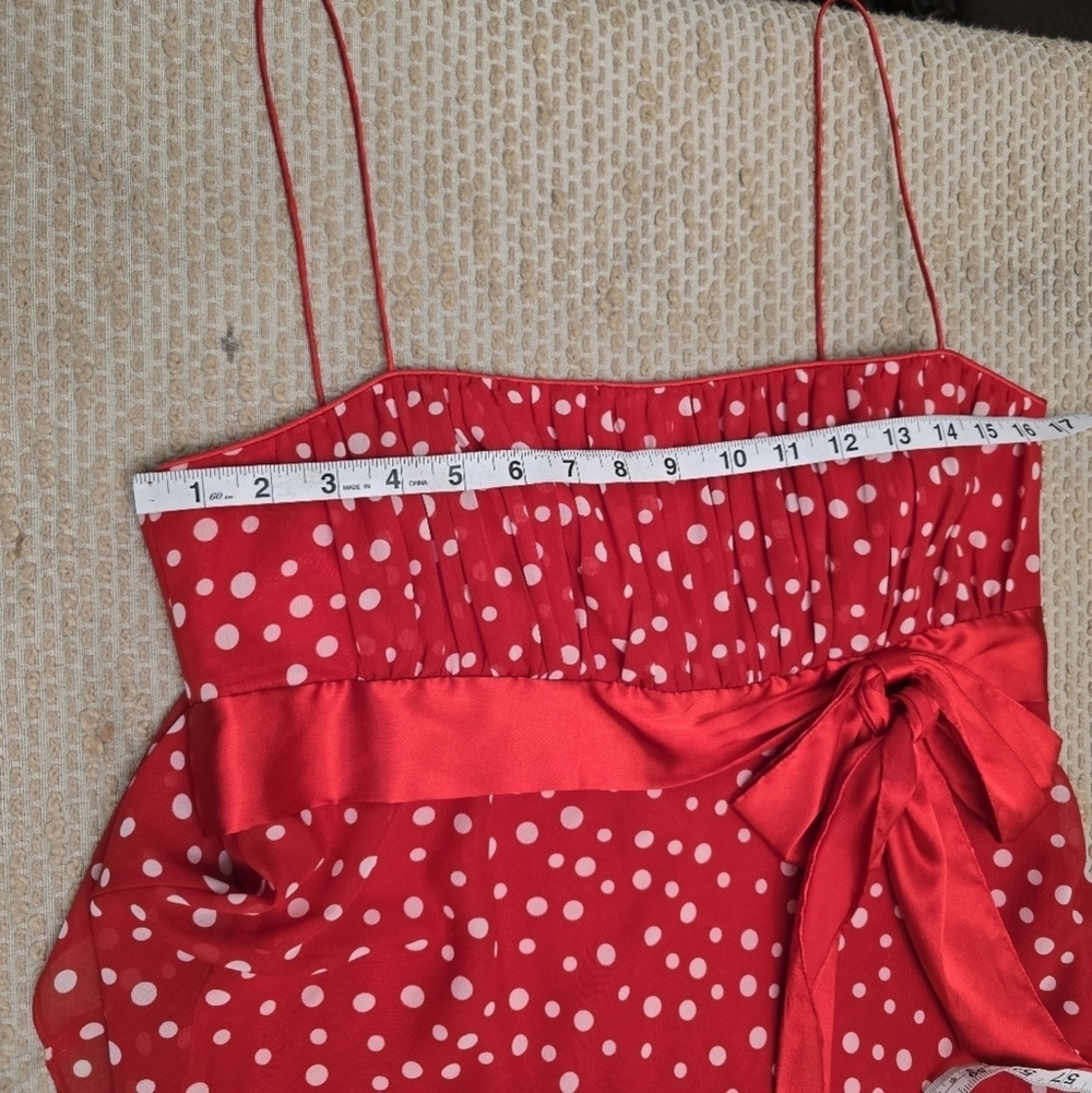 Liz Claiborne Red Polka Dot Tiered Dress Size 12 - Picture 9 of 16